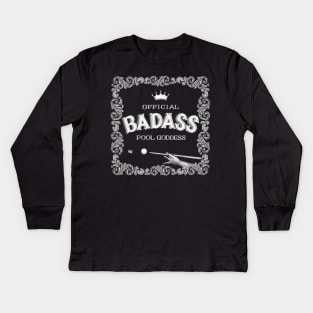 Badass Pool Goddess Kids Long Sleeve T-Shirt